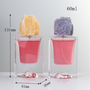 Premium 50ml Polished Clear Glass Perfume Bottles Artistic Sculpted Bottom with Resin Stone-Shaped Cap - Product Image 2