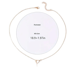 Ingrosso S925 argento Sterling doppio ciondolo a forma di cuore con intarsio di zircone lunga collana a maglie per le donne per feste - Product Image 5