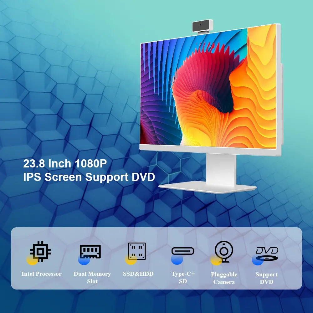 カスタムビジネスオールインワンコンピューターCore i3 i5 i7 AIO PC i3 i5 i7オールインワンデスクトップコンピューターPCホワイトデスクトップコンピューター