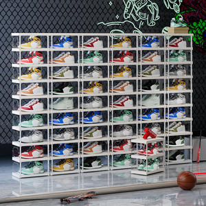 Transparent Shoe <b>Box</b> With Side Opening Foldable Stackable Storage Organizer For Bedroom Living Room Sneaker Cabinet <b>Pet</b> - Product Image 1