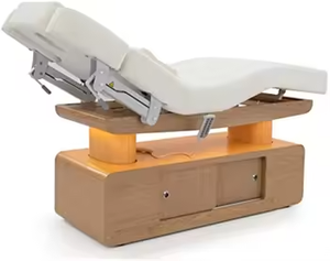 Luxuriöse Elektrische Kosmetikliege mit 4 Motoren, Holzsockel, Heizung, in Pink – Beheizbarer Massagetisch für Spa- und Gesichtsbehandlungen - Product Image 3