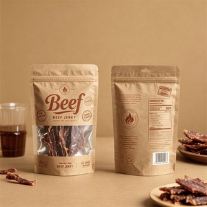 Bolsas de Papel Kraft Reutilizables y Reciclables con Cierre, Ventana Transparente e Impresión en Huecograbado para Empacar Carne Seca - Product Image 2
