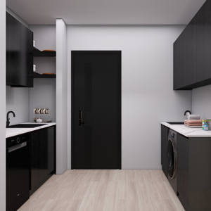 Hot Bán Nhà Duy Nhất Cao Nhà Bếp Trang Trí Nội Thất Thời Trang Ngăn Kéo Treo Tường Tủ Carcass Màu Đen Với Trắng <span class=keywords><strong>Counter</strong></span> Tops - Product Image 1