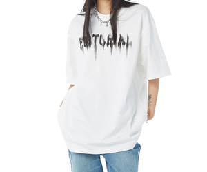 Vendita calda <span class=keywords><strong>T</strong></span>-<span class=keywords><strong>Shirt</strong></span> colore bianco nero alta serie <span class=keywords><strong>T</strong></span>-<span class=keywords><strong>Shirt</strong></span> lettera anteriore Graffiti <span class=keywords><strong>retro</strong></span> disegno angelo Oversize maglietta ampia - Product Image 4