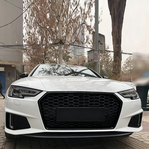 High Quality Car RS4 Style Honeycomb Front Bumper Grille ABS Chrome <b>Frame</b> <b>Black</b> Mesh Hex Grill For Audi <b>A4</b> S4 B9 2017-2019 - Product Image 6