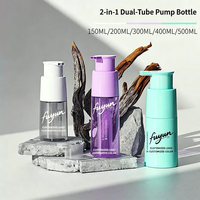 Bouteille PET à double tube 2-en-1 de 250-500 ml, couleur personnalisée, vide, pour teinture capillaire et shampoing, pour emballage cosmétique
