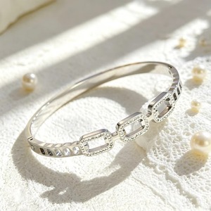 Brazalete Moderno de Acero Inoxidable con Diseño de Cadena de Eslabones y Cristales Incrustados, en Oro/Oro Rosa/Plata, Antideslustre, para Mujer - Product Image 2