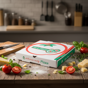 Prix d'usine, emballage personnalisé de haute qualité, commande <span class=keywords><strong>en</strong></span> <span class=keywords><strong>ligne</strong></span>, boîtes à pizza carrées brunes chaudes et fraîches pour restaurant - Product Image 1