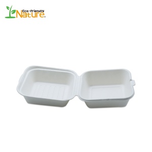 Biodegradable blanco hamburguesa caja de caña de azúcar fibras 6 pulgadas - Product Image 5