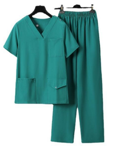 Uniforme de enfermera y médico Bolsillos Tops Pantalones de trabajo de pierna recta estirables para clínica médica de hospital - Product Image 1