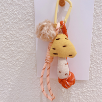 Breloques de sac en peluche faites à la main, porte-clés pompon en corde nouée, pendentif de sac dessin animé chien chat champignon, porte-clés tendance, cadeau