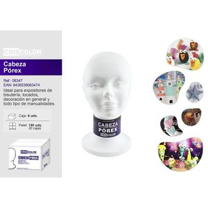 Criscolor Porex Foam Head 18cm Bianco per Esposizione e Decorazione - Product Image 1
