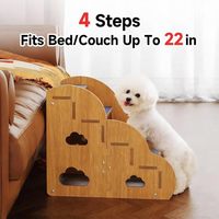 Hundetreppe fürs Bett, Holz-Hundetreppe für Kleine Hunde, Hundestufen für Couch und Sofa, Seniorenleiter für Haustiere, Rutschfeste 4-Stufen-Treppe