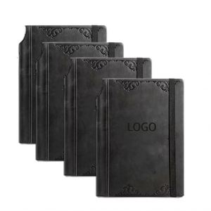 Libreta de direcciones A3 de cuero grabado con espiral, páginas rayadas y soporte para bolígrafo para hombre - Product Image 1