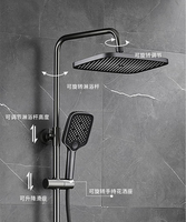 Ensemble de douche Led en laiton pistolet à affichage numérique gris salle de bain ensemble de douche système mural pluie douche intelligente