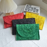 Client tendance Boho été plage coloré raphia herbe tissé pochette sac à main fourre-tout décontracté avec fermeture à glissière perles décoration