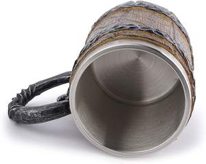 450ml लकड़ी संभाल स्टेनलेस स्टील बियर बियर कप के साथ तांकर्ड मग दोहरी दीवार चाय कॉफी पीने मग - Product Image 5