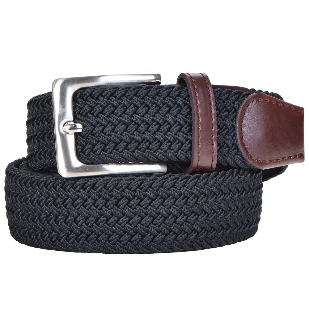 Customized Color Wholesale Polyester Knitted Elastic Braided Men Belt