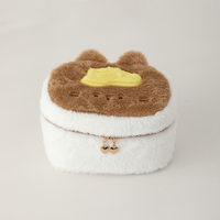 Sac de maquillage et de toilette portable en peluche écologique personnalisé pour filles, motif chat muffin, avec fermeture éclair, idéal pour les voyages et la vente en gros
