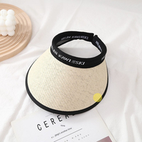 Chapeau de soleil d'été pour femme, style bandeau, à dessus ouvert, en paille tressée, pour la plage, le cyclisme et les sports de plein air