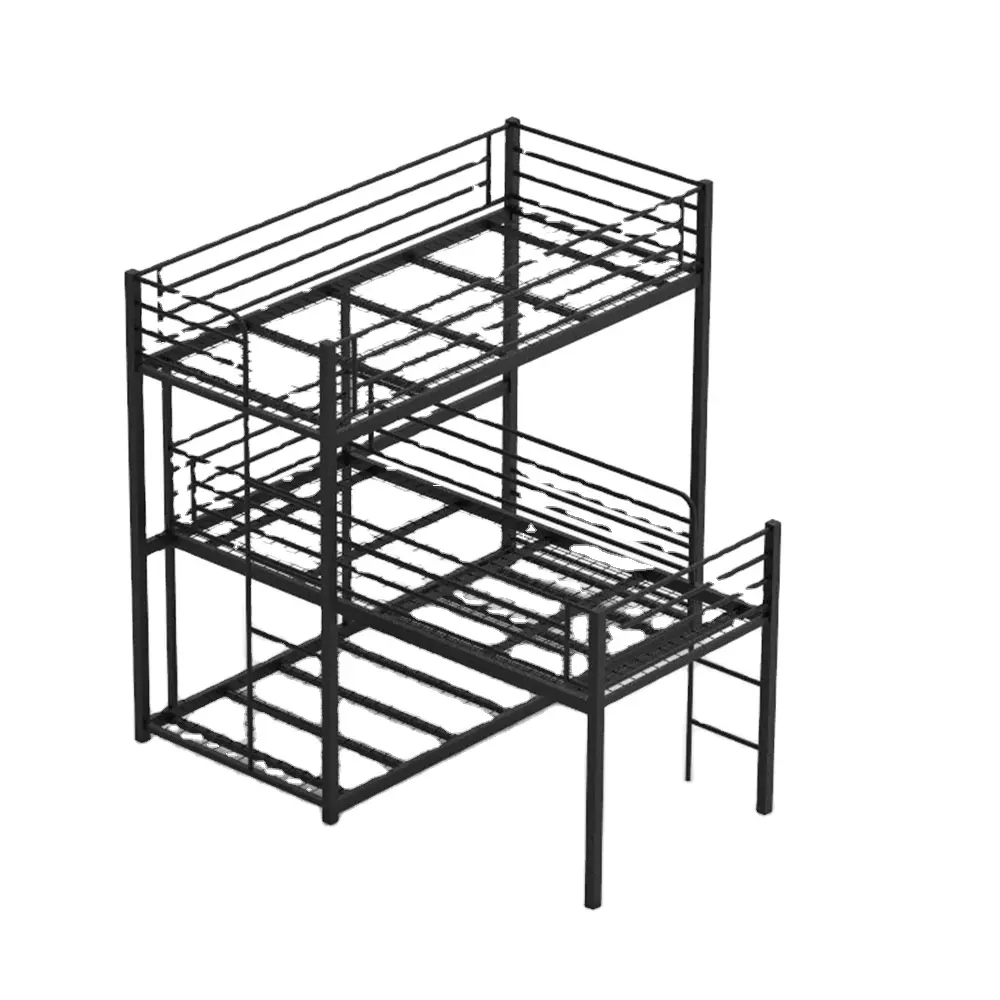 Hot Koop Drie Lagen Hostel Bedden Eenvoudige Montage Metalen Stapelbed Slaapzaal Thuisgebruik 3 Tier Triple Metalen Stapelbed koop Voor Slaapzaal