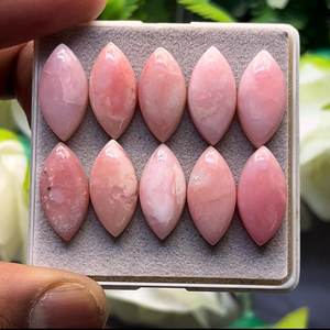 โอปอลสีชมพูธรรมชาติแบบหลังแบน ขนาด 9x18 มม. ชุด 10 ชิ้น พลอยหลวมสำหรับทำเครื่องประดับ - Product Image 1