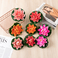 Vente en gros de fleurs artificielles simulant un artificiel flottant, fausses feuilles de nénuphar de Lotus, décoration