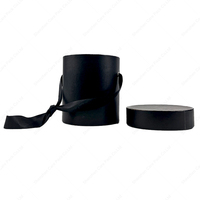 Boîte de tube de ruban cylindrique personnalisée Carton rigide bon marché Boîtes cadeaux rondes en papier de stratification noir mat avec couvercles