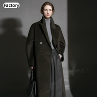 Abrigo Largo de Lana de Alpaca Estilo Coreano para Otoño, Ideal para el Trabajo, con Soporte de Muestra