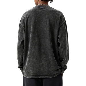 T-shirts graphiques vierges en coton 100% 250 g/m² pour hommes, manches longues, personnalisables, style vintage délavé à l'acide, coupe oversize TKAN9164 (OEM/ODM) - Product Image 3