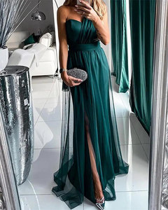 Robes maxi de luxe de style étoile de bonne qualité, robes de <span class=keywords><strong>soir</strong></span>ée élégantes <span class=keywords><strong>pour</strong></span> femmes, à une épaule, dos nu, fendues, en soie, sexy - Product Image 2