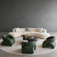 Ensemble de canapés modulaires incurvés avec fauteuils d'appoint, canapé lounge commercial en tissu incurvé et tissu bouclé, personnalisable