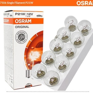 หลอดไฟท้ายรถยนต์ <span class=keywords><strong>OSRAM</strong></span> Germany 7506 12v <span class=keywords><strong>P21W</strong></span> ฮาโลเจน แบบปลายแบน สำหรับไฟเบรก ไฟถอยหลัง - Product Image 2