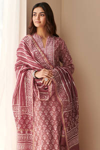 Ensemble de costume en coton à la mode avec broderie Moti complète ensemble de costume de vêtements indiens et pakistanais - Product Image 3
