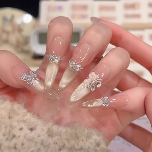 <span class=keywords><strong>Manucure</strong></span> œil de chat français tridimensionnelle faite à la main, nouveau design d'art des ongles, motif papillon pour le printemps et l'été pour les doigts - Product Image 1