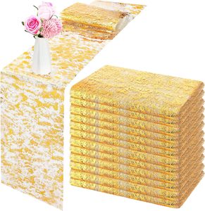 Chemin de table doré en maille fine métallique, rouleau de chemin de table rectangulaire scintillant pour mariage, baby shower, anniversaire - Product Image 1