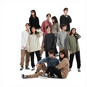 เสื้อคอกลมแบบใหม่ปี 2025 แขนยาวสั่งทำได้ ผ้าสีพื้นแบบวินเทจ ล้างสีแบบแอซิด หนัก 310GSM ผ้าฝ้าย 100% แห้งเร็ว ระบายอากาศได้ดี - Product Image 1