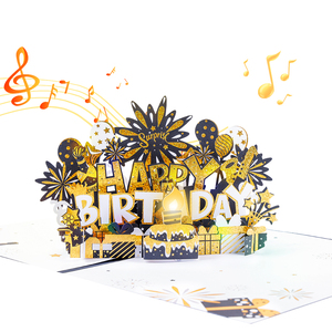 Carte pop-up 3D découpée au laser <span class=keywords><strong>Joyeux</strong></span> <span class=keywords><strong>Anniversaire</strong></span> avec <span class=keywords><strong>musique</strong></span> et lumières LED, en papier fait main, style <span class=keywords><strong>moderne</strong></span>, avec enveloppe et étiquette de message - Nouveauté - Product Image 2