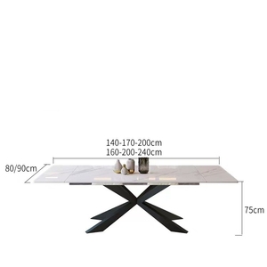 Thiết kế mới mờ thiêu kết đá hàng đầu mở rộng kích thước lớn bàn ăn với cơ sở kim loại - Product Image 6