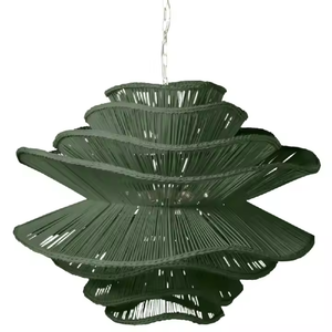 Lustre <span class=keywords><strong>en</strong></span> <span class=keywords><strong>Rotin</strong></span> Tressé Main Multi-Niveaux, Lampe Fleur pour Salle à Manger, <span class=keywords><strong>Suspension</strong></span> Rustique de Ferme, Grande Lampe Pendentif Panier Ronde - Product Image 4