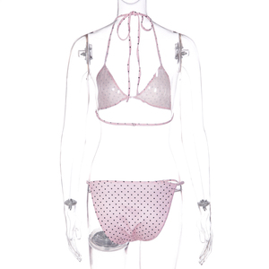 Vivblook Z403ST02 Conjunto de Traje de Baño para Mujer, Nuevo Bikini Sexy con Estampado de Lunares, Top de Tanga, Falda Corta, Ropa de Playa, Conjunto de 3 Piezas - Product Image 6