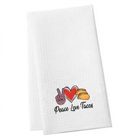 Serviettes de cuisine en coton gaufré 100% coton certifiées OEKO-TEX, imprimées numériquement, écologiques, à séchage rapide, à motifs floraux, pour la maison