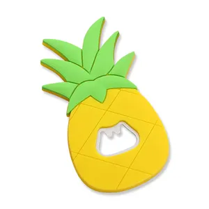 Cuisine Fruits Forme Nouveauté Jaune Pvc Souple En Plastique Dur En Alliage de Zinc Ouvre-bouteille Ananas