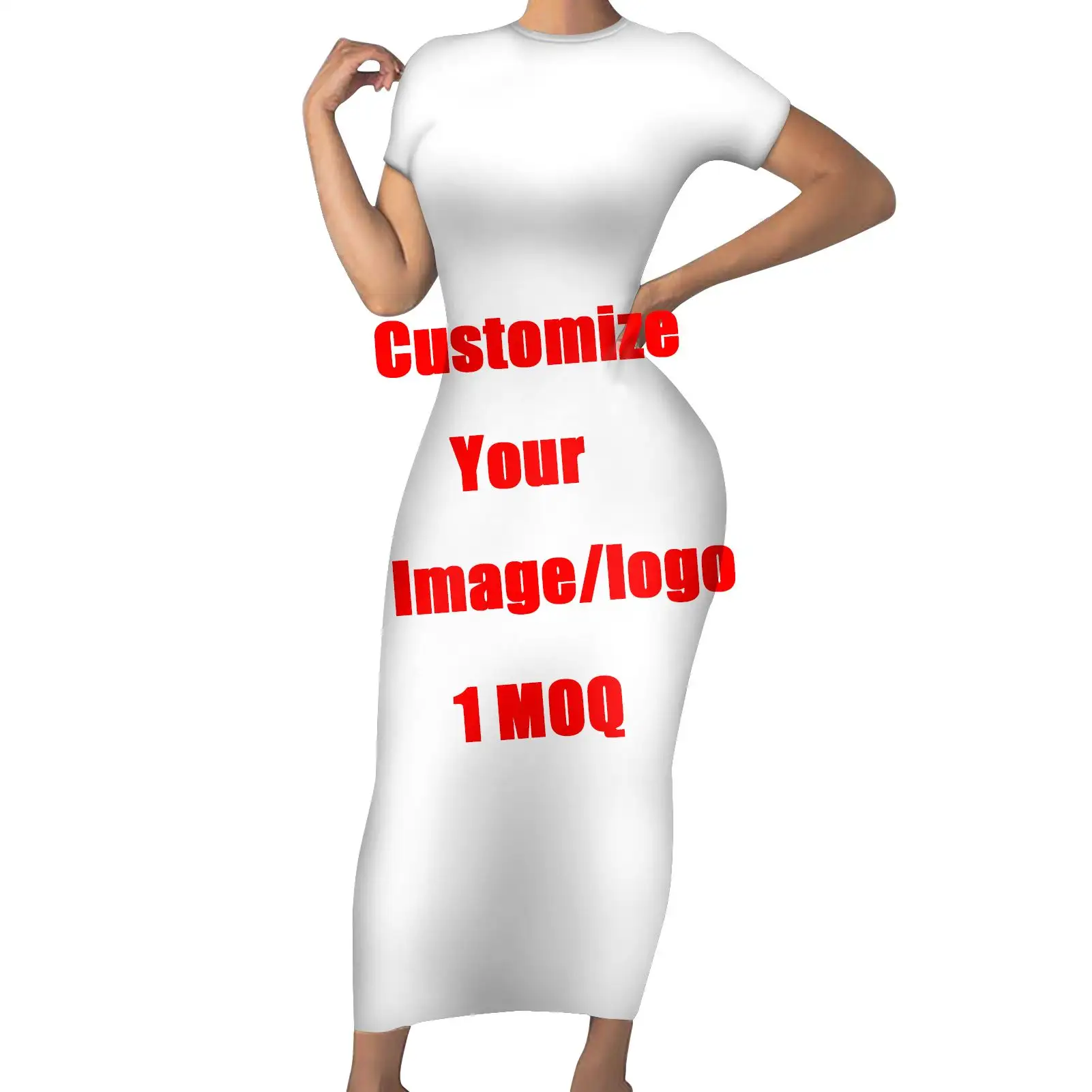 Customize Print On Demand Monstera Leaves Pattern Evening Gown Dress Elegant Women Vintage Business Work Church Pencil Dress