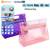 Sac de rangement de voyage, sacs à cosmétiques, étuis transparents imperméables en PVC, trousse de toilette en plastique à fermeture éclair de grande capacité, pochette de maquillage portable