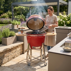 <span class=keywords><strong>Barbecue</strong></span> Kamado au charbon de bois Auplex Premium Argentina <span class=keywords><strong>en</strong></span> céramique moderne de 23,5 pouces avec chariot <span class=keywords><strong>en</strong></span> acier inoxydable, style allemand pour fumer - Product Image 1