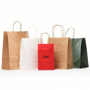 Sacs en papier kraft noir, blanc et marron en gros, avec logo gaufré, taille personnalisée, matériaux recyclés, pelliculage mat et ruban - Product Image 1