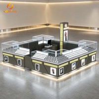 Kiosque à bijoux gris directement de l'usine dans les centres commerciaux, armoire de rangement à bijoux en verre LED verrouillable pour la vente au détail de montres et de bijoux