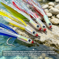2/0 #   Umpan Lalat Air Asin Bercahaya 1.6g Bulu Iridescent Mata 3D Kail Karbon Berduri untuk Ikan Tarpon Pike Air Tawar Lepas Pantai