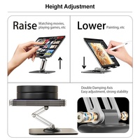 Support de tablette en métal SMONAMA Q18, rotation à 360 degrés, pliable, supports pour téléphone portable avec bras en aluminium réglable, utilisation sur bureau